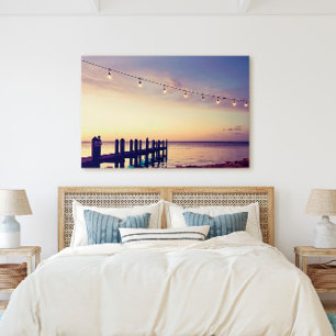 Lienzo Florida Keys Sunset Dock String Luces Escena