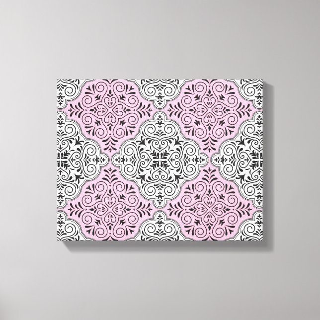 Lienzo Floritura de patrón rococó rosa (Anverso)