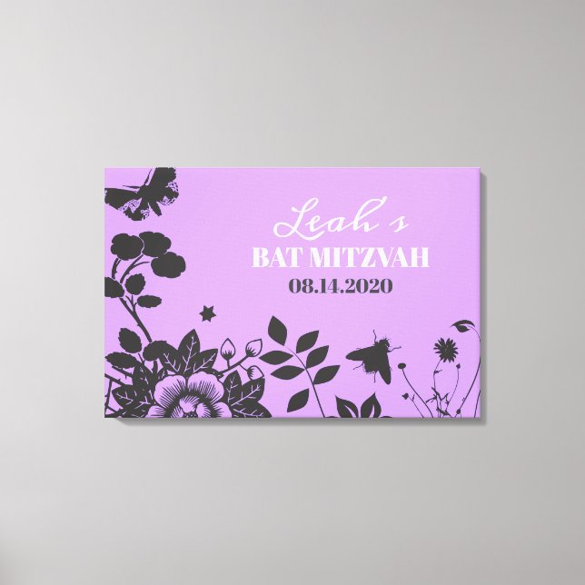 Lienzo FLOWER CHILD Bat Mitzvah Rótulo-In Memory Board (Anverso)