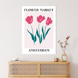 Lienzo Flower Market Amsterdam Pink Tulips Floral