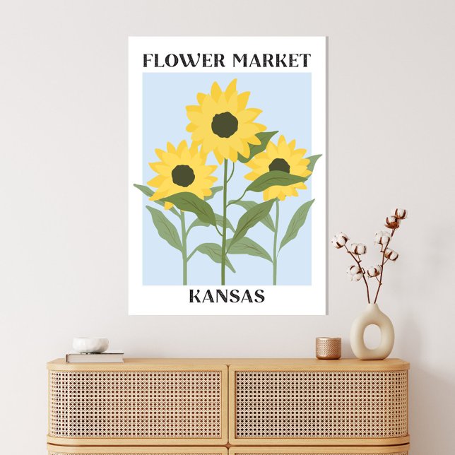 Lienzo Flower Market Kansas Yellow Sunflower Flor Floral (In situ boho interior)