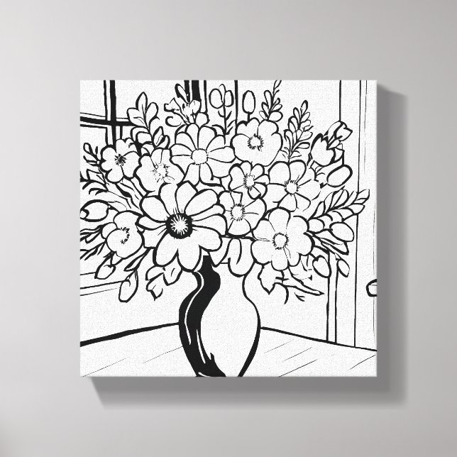 Lienzo Flower Vase Bouquet Moderno Minimalista (Anverso)