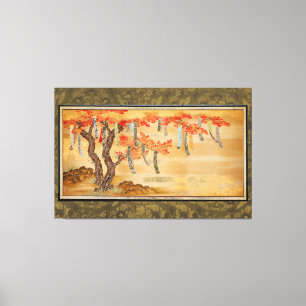 Lienzo Flowering Cherry and Autumn Maples with Poem Slips