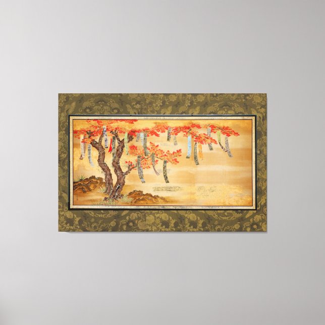 Lienzo Flowering Cherry and Autumn Maples with Poem Slips (Anverso)