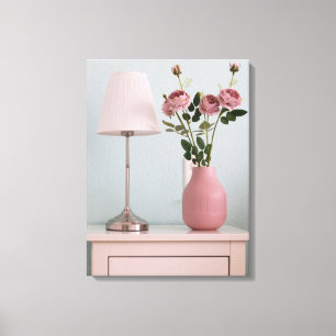Lienzo Flowers Pale Pink Roses on Nightstand