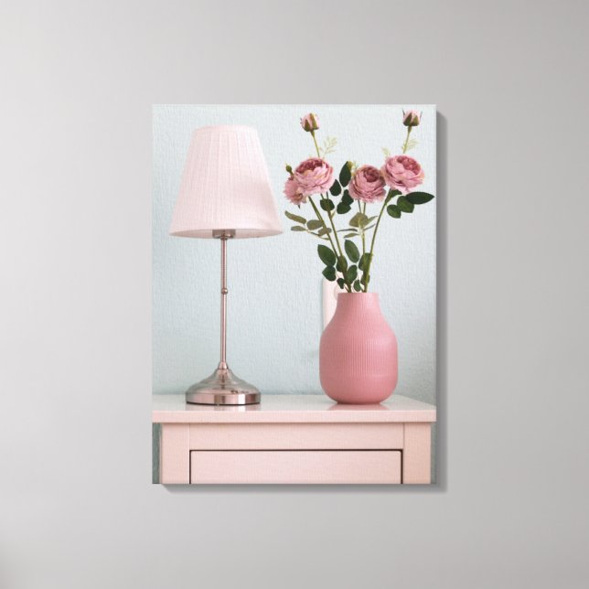 Lienzo Flowers | Pale Pink Roses on Nightstand (Anverso)