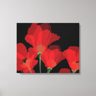 Lienzo Fluers de Pavot Rouge sur Noir