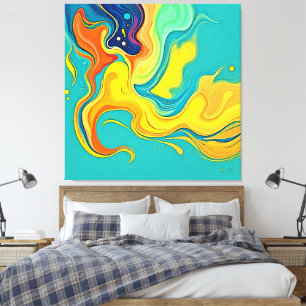 Lienzo Fluidez de la Alegría: Ondas Abstractas