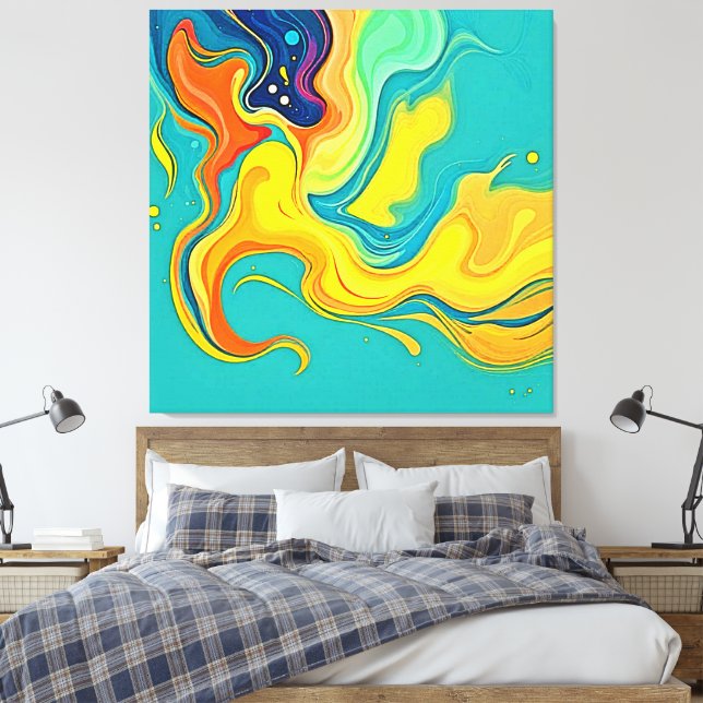 Lienzo Fluidez de la Alegría: Ondas Abstractas (Insitu(Dormitorio))