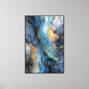 Lienzo Flujo abstracto de geoda turquesa y dorado