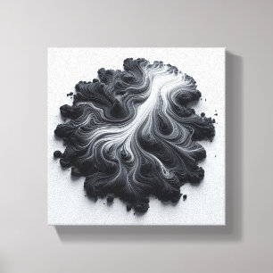 Lienzo Flujo de Líquido Orgánico Abstracto - Blanco y Neg