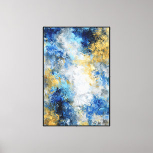 Lienzo Flujo de Venas Azul y Dorado Abstracto