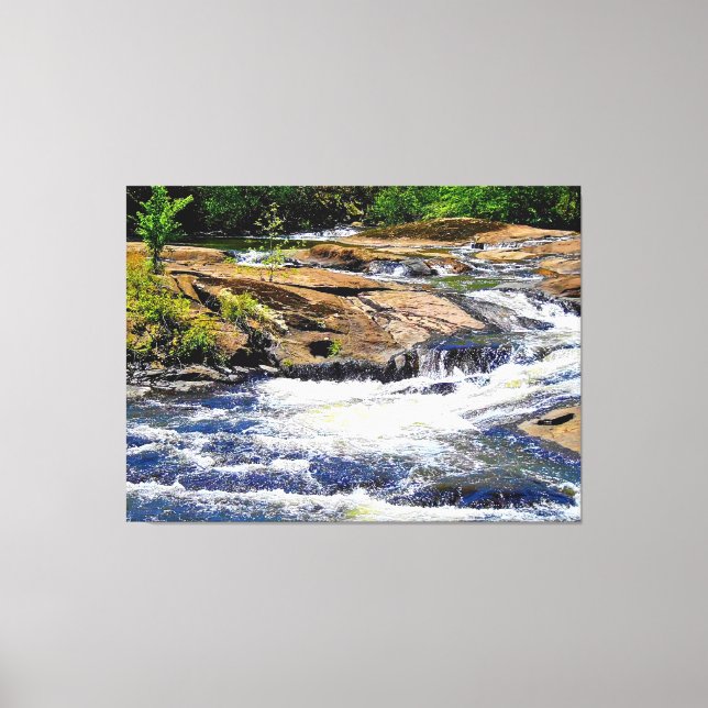 Lienzo Flujo Rápido del Río Sobre Rocas (Anverso)