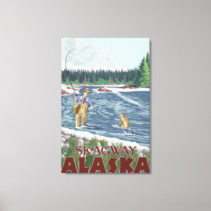 Lienzo Fly Fisherman - Skagway, Alaska