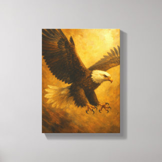 Lienzo Flying Bald Eagle Pintando con fuerza