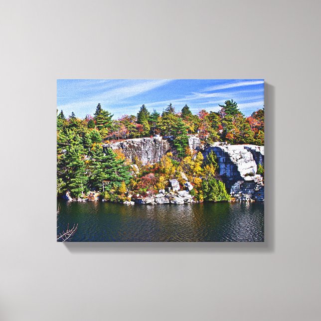 Lienzo Foliage otoñal alrededor del lago Minnewaska (Anverso)