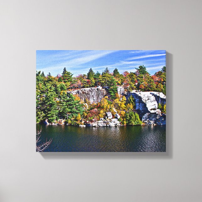 Lienzo Foliage otoñal alrededor del lago Minnewaska (Anverso)