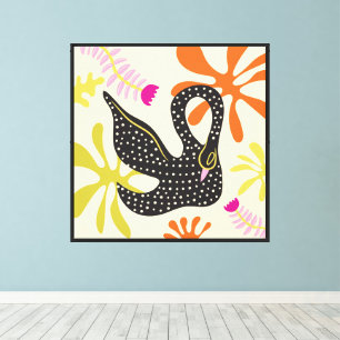 Lienzo Folkart Boho Resumen mano del cisne negro