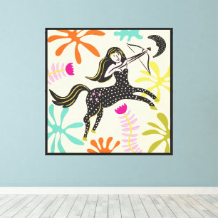 Lienzo Folkart Boho Sagittarius Resumen Zodiac