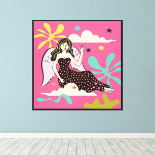 Lienzo Folkart Boho Virgo Angel Resumen Zodiac
