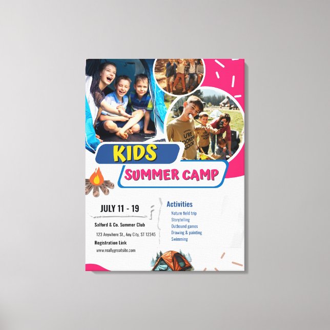 Lienzo Folleto de campamento de verano para niños, Bootca (Anverso)