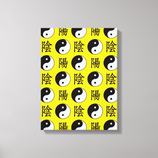 Lienzo Fondo Amarillo Patrón Chino Yinyang (Anverso)