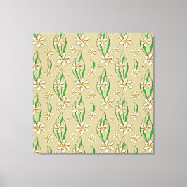Lienzo Fondo beige de color blanco floral monograma