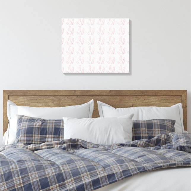 Lienzo fondo blanco con hojas rosadas (Insitu(Dormitorio))