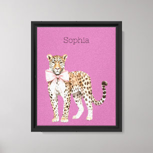 Lienzo Fondo de Bow Rosado Leopardo