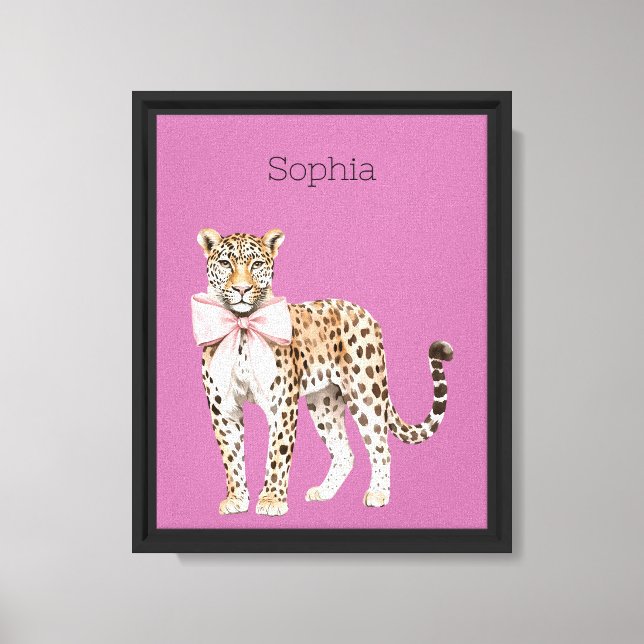 Lienzo Fondo de Bow Rosado Leopardo (Anverso)