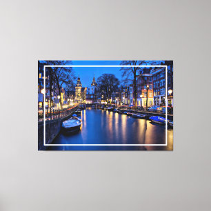 Lienzo Fondo de pantalla nocturno de Ámsterdam-67657