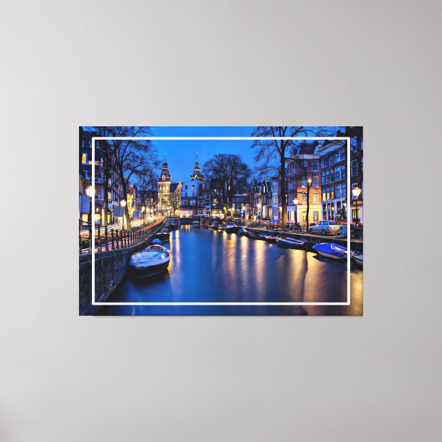 Lienzo Fondo de pantalla nocturno de Ámsterdam-67657 (Anverso)