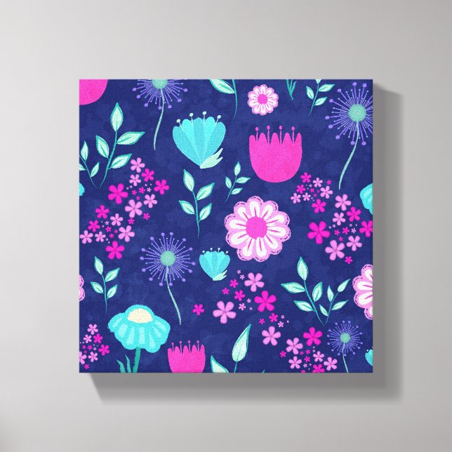 Lienzo Fondo de patrón floral corto (Anverso)