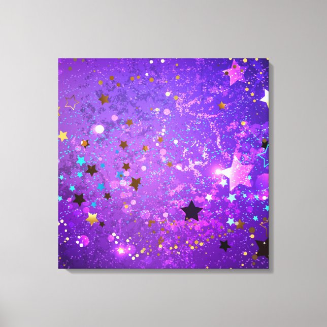 Lienzo Fondo de Relieve metalizado púrpura con estrellas (Anverso)