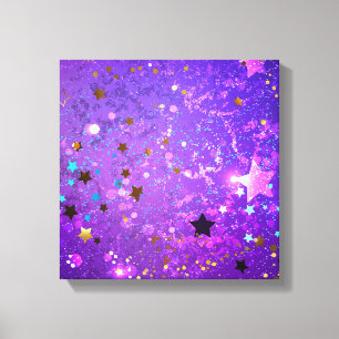 Lienzo Fondo de Relieve metalizado púrpura con estrellas
