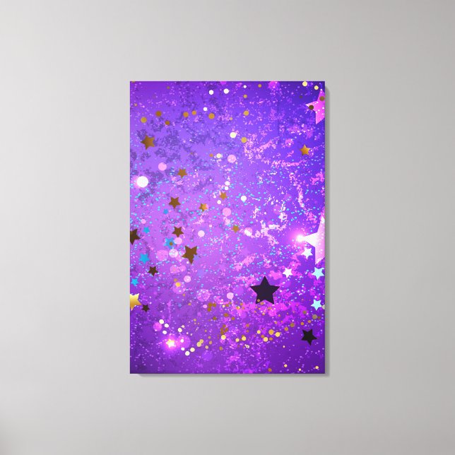 Lienzo Fondo de Relieve metalizado púrpura con estrellas (Anverso)