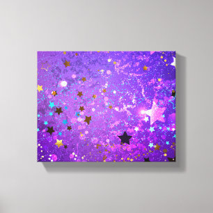 Lienzo Fondo de Relieve metalizado púrpura con estrellas