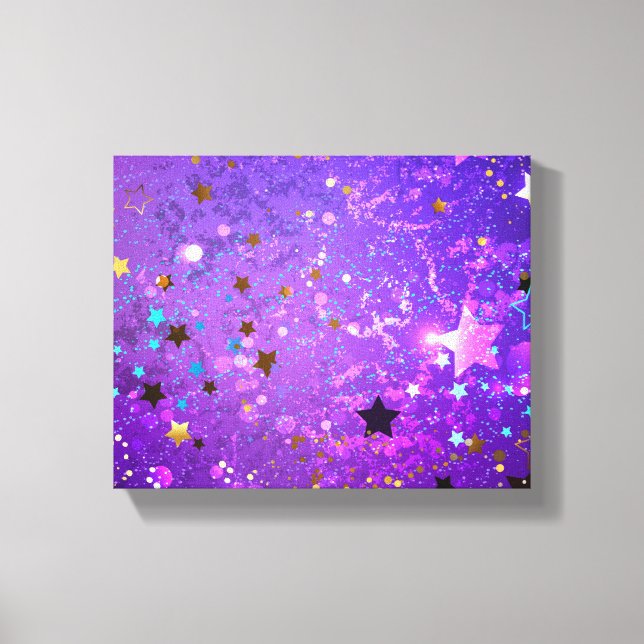 Lienzo Fondo de Relieve metalizado púrpura con estrellas (Anverso)