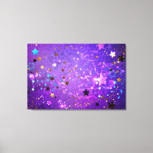 Lienzo Fondo de Relieve metalizado púrpura con estrellas