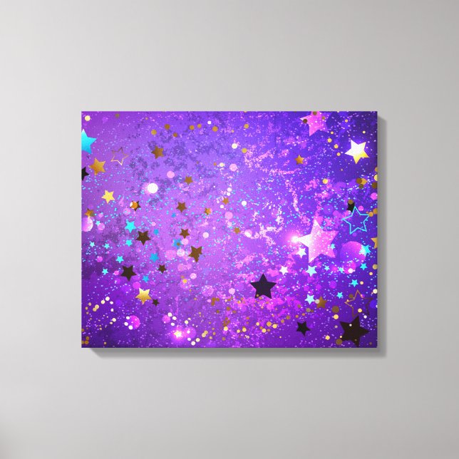 Lienzo Fondo de Relieve metalizado púrpura con estrellas (Anverso)
