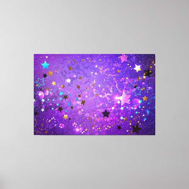 Lienzo Fondo de Relieve metalizado púrpura con estrellas (Anverso)
