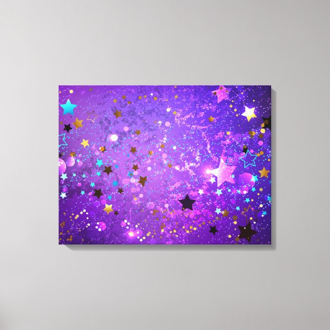 Lienzo Fondo de Relieve metalizado púrpura con estrellas (Anverso)