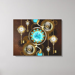 Lienzo Fondo de roscas de vapor con lentes turquesas