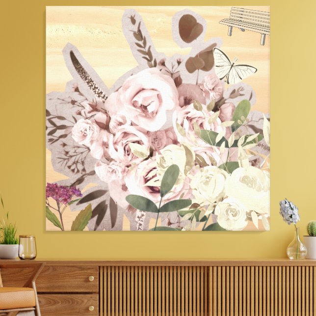 Lienzo Fondo floral monocromático (Insitu (Sala de estar))