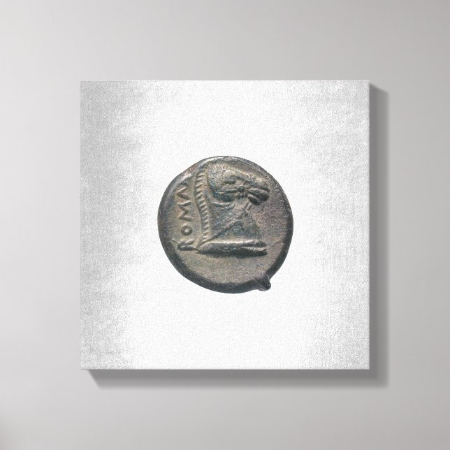 Lienzo Fondo plateado de la moneda romana del Antico del  (Anverso)