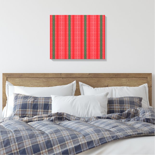 Lienzo fondo rayado rojo y verde (Insitu(Dormitorio))