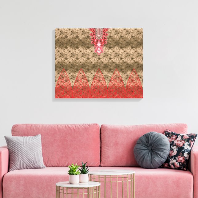 Lienzo fondo rojo y marrón con borde rojo (Insitu (Sala de estar))
