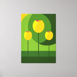 Lienzo Fondo verde tulipano amarillo | Floral