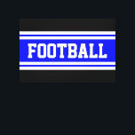 Lienzo FOOTBALL Brillante Azul Blanco Carreras franjas<br><div class="desc">Este diseño deportivo presenta texto atlético audaz de FOOTBALL dentro de una franja central azul brillante con bandas de carreras blancas horizontales gemelas con fondo negro.</div>