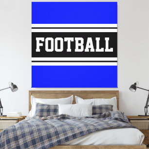 Lienzo FOOTBALL Brillante Azul Blanco Carreras franjas